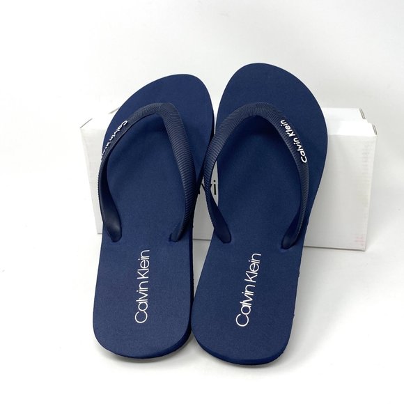 Calvin Klein Halley Logo Flip Flop Sandal Navy Women's Sizes - Picture 5 of 9